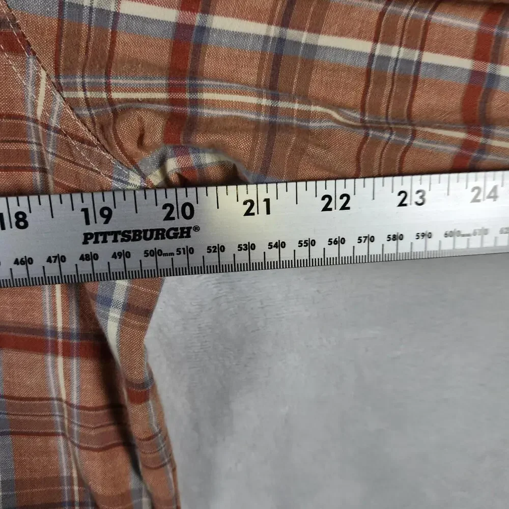 Vtg‎ Levi's M Brown Plaid Button Down Shirt Distressed Stains & Rips 22x29